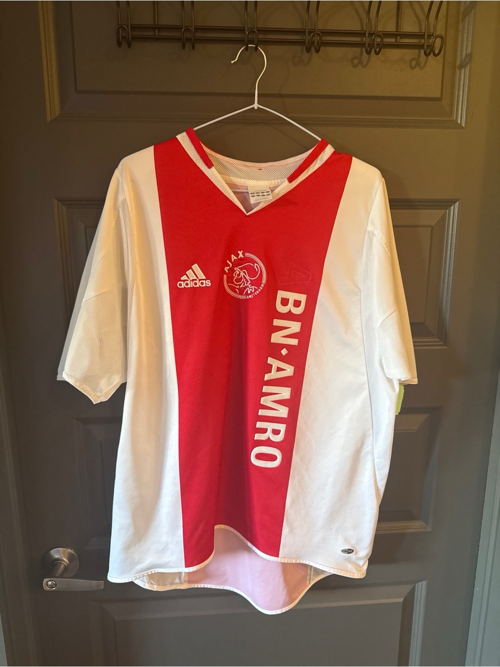 Men's Vintage Adidas Ajax Amsterdam Soccer Jersey Red White Size L Football Kit
